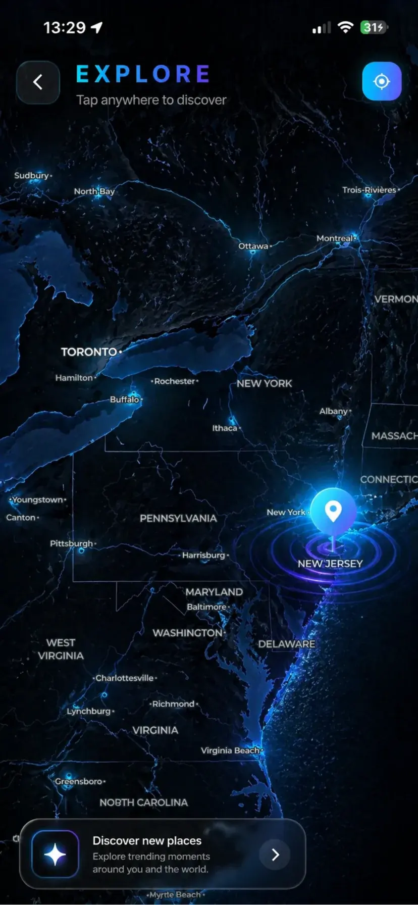 Fluxx explore map screen